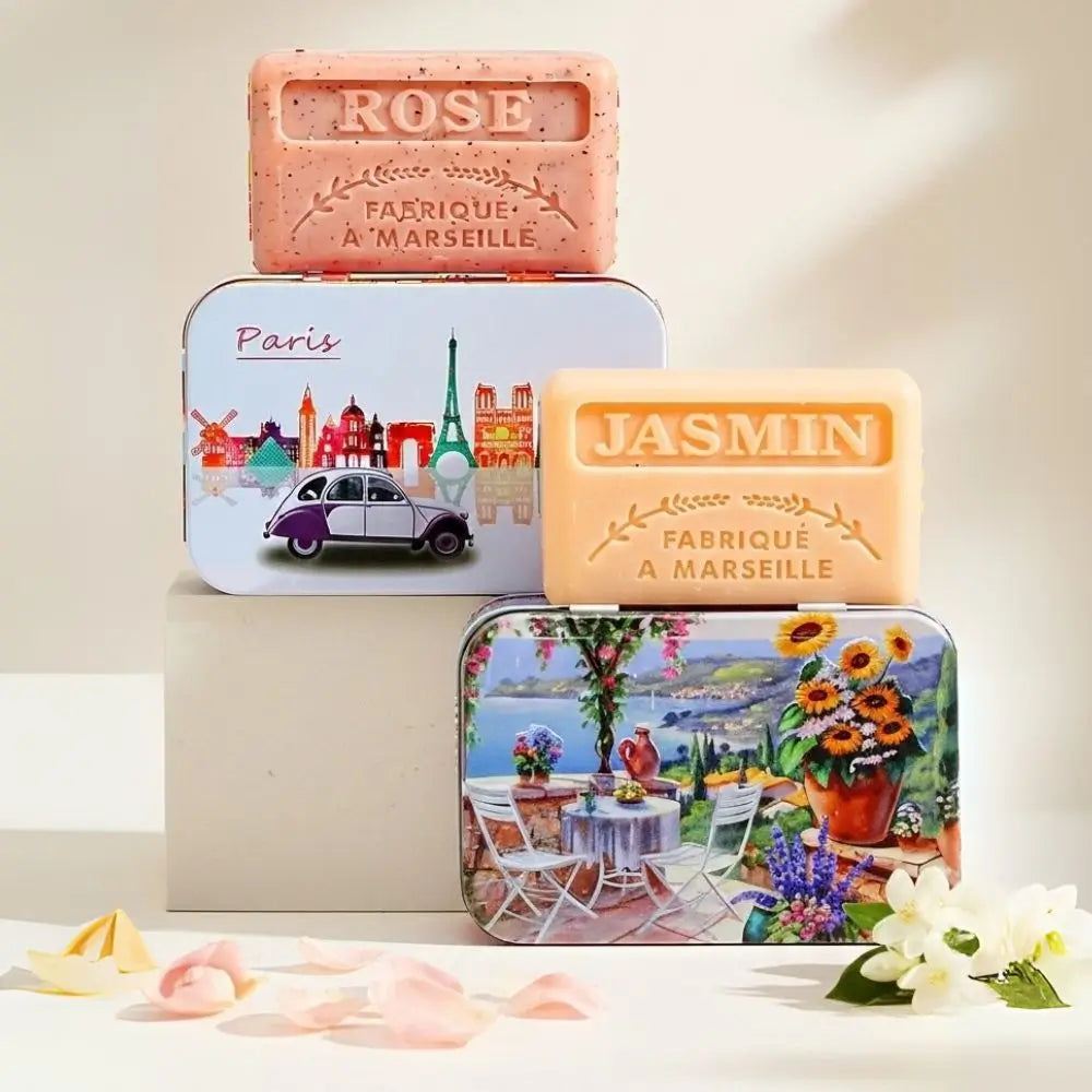 Ozdobne pudełko z mydłem marsylskim