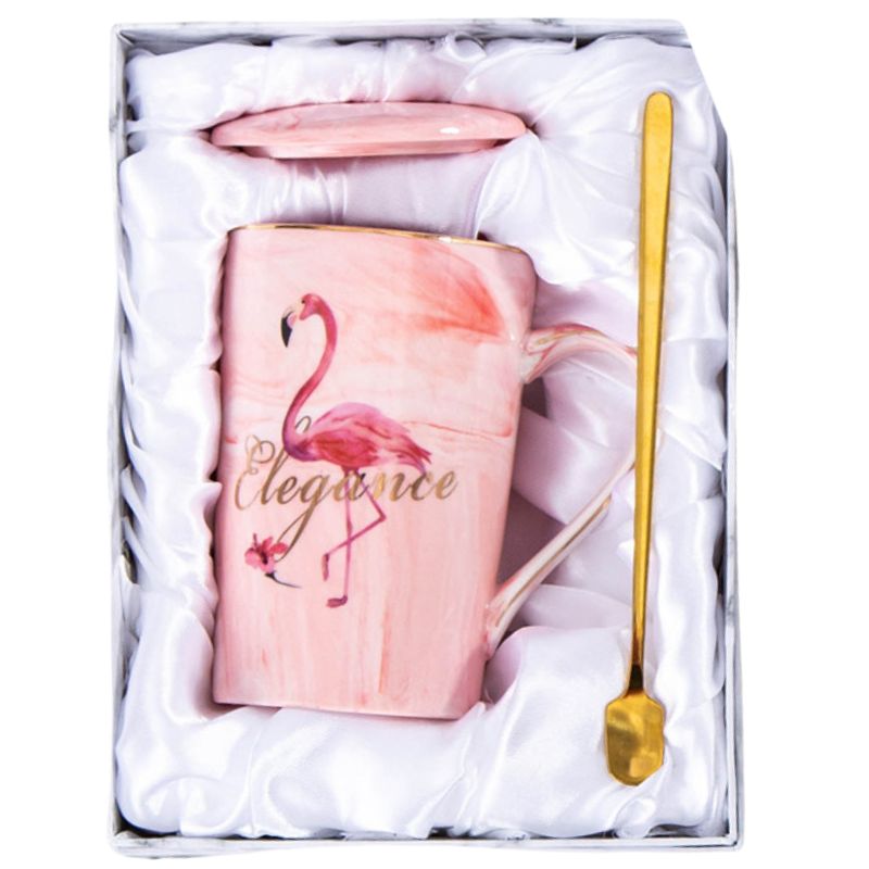 Różowy Ceramiczny Kubek z Flamingiem w Pudełku