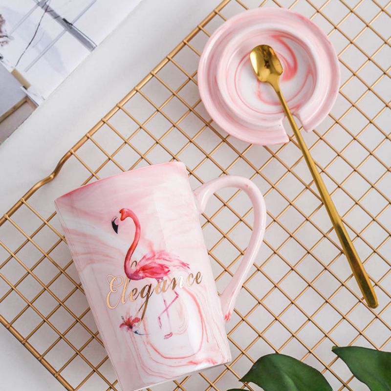 Różowy Ceramiczny Kubek z Flamingiem w Pudełku