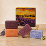 Lavender Twilight — zamknięte pudełko i 4 mydła marsylskie AromaLax
